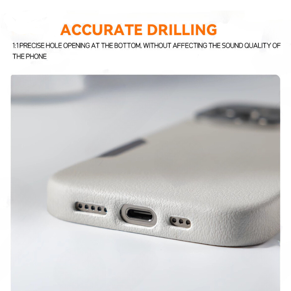 LEATHER SLIM DESIGN APPLE IPHONE CASE | FINE TEXTURED PREMIUM DESIGN WITH INTERNAL FLOCKING SHOCK-ABSORBING ULTIMATE PROTECTION | 360° SHOCKPROOF WITH CAMERA LENS PROTECTOR METAL INDEPENDENT BUTTON AND MAGSAFE