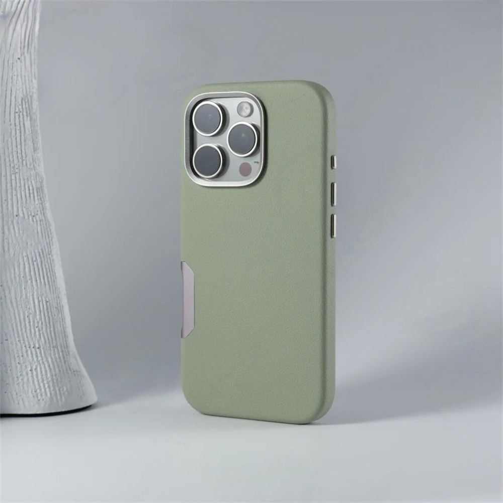 LEATHER SLIM DESIGN APPLE IPHONE CASE | FINE TEXTURED PREMIUM DESIGN WITH INTERNAL FLOCKING SHOCK-ABSORBING ULTIMATE PROTECTION | 360° SHOCKPROOF WITH CAMERA LENS PROTECTOR METAL INDEPENDENT BUTTON AND MAGSAFE