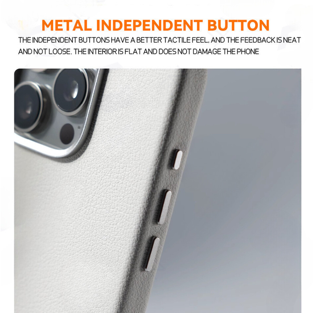 LEATHER SLIM DESIGN APPLE IPHONE CASE | FINE TEXTURED PREMIUM DESIGN WITH INTERNAL FLOCKING SHOCK-ABSORBING ULTIMATE PROTECTION | 360° SHOCKPROOF WITH CAMERA LENS PROTECTOR METAL INDEPENDENT BUTTON AND MAGSAFE