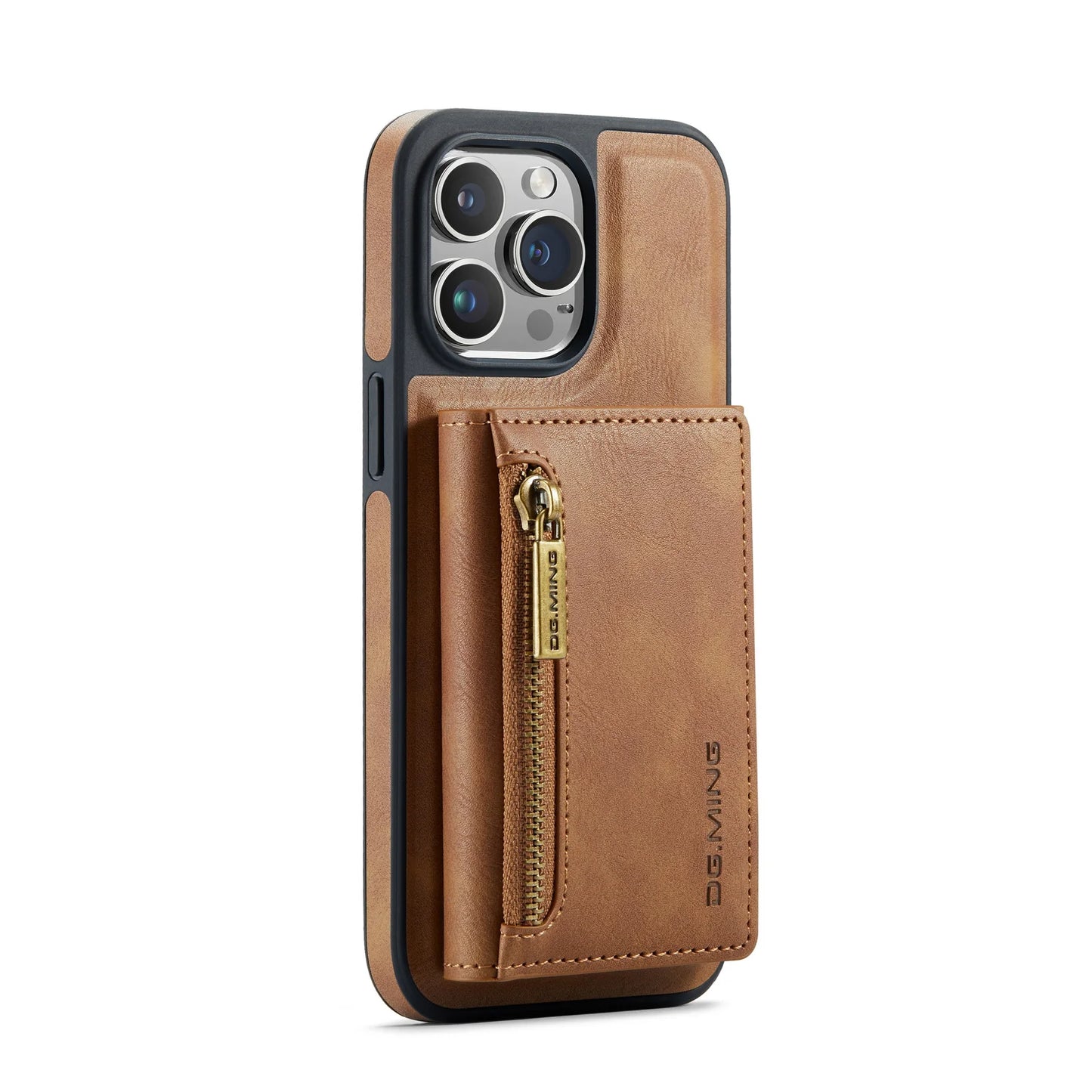 RETRO 2-IN-1 LEATHER IPHONE WALLET CASE | 2-IN-1 DETACHABLE MAGNETIC DESIGN WITH ZIPPERED STORAGE AND MULTIPLE CARD SLOTS | SHOCKPROOF AND ULTRA-PREMIUM PROTECTION WITH 360° CAMERA PROTECTION