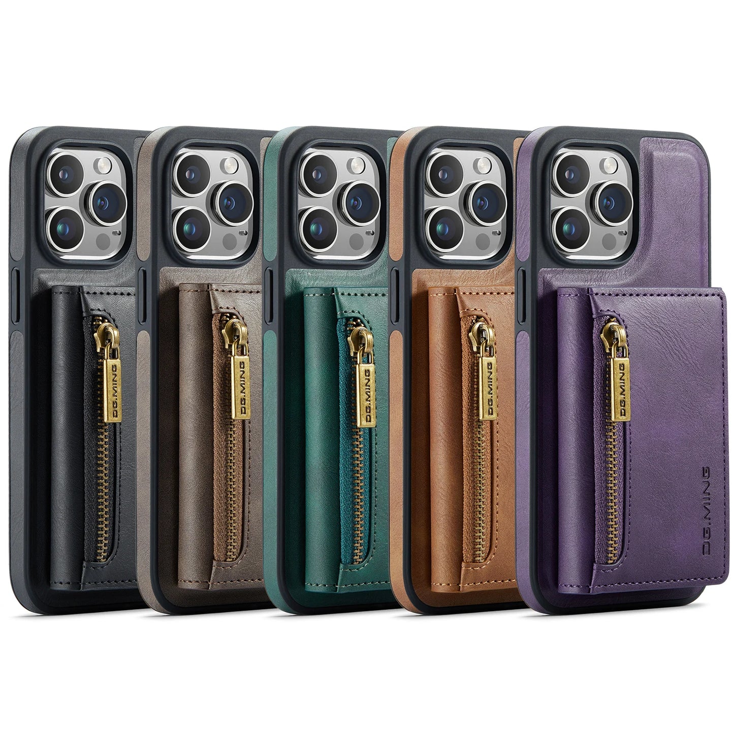 RETRO 2-IN-1 LEATHER IPHONE WALLET CASE | 2-IN-1 DETACHABLE MAGNETIC DESIGN WITH ZIPPERED STORAGE AND MULTIPLE CARD SLOTS | SHOCKPROOF AND ULTRA-PREMIUM PROTECTION WITH 360° CAMERA PROTECTION