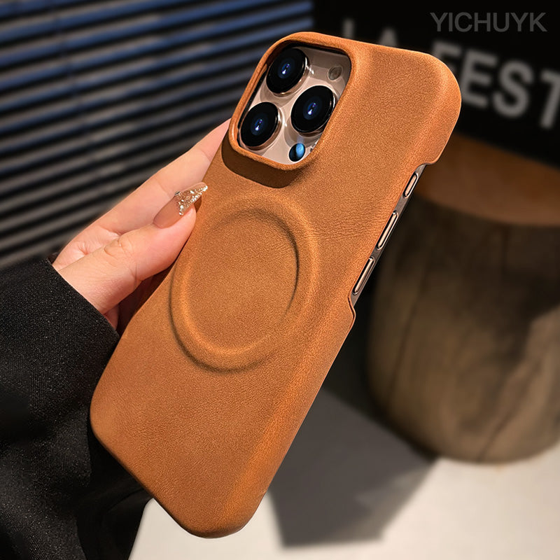 PREMIUM RETRO LEATHER MAGSAFE CASE | WIRELESS CHARGING READY WITH MAGNETIC DESIGN FOR IPHONE | LUXURIOUS STYLE AND FUNCTIONALITY