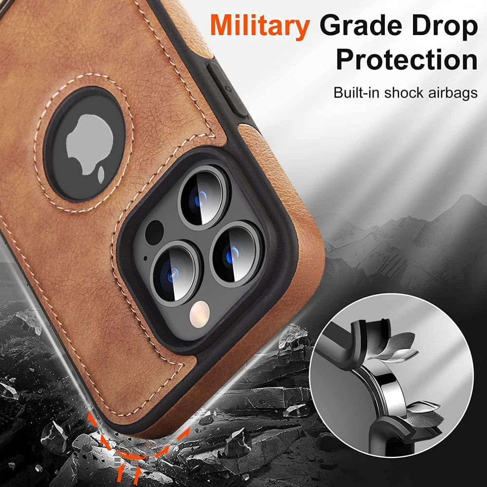 PREMIUM VEGAN LEATHER APPLE IPHONE CASE WITH BUILT-IN KICKSTAND | CLASSIC VINTAGE DESIGN WITH DURABLE SHOCKPROOF PROTECTION | MAGSAFE COMPATIBLE