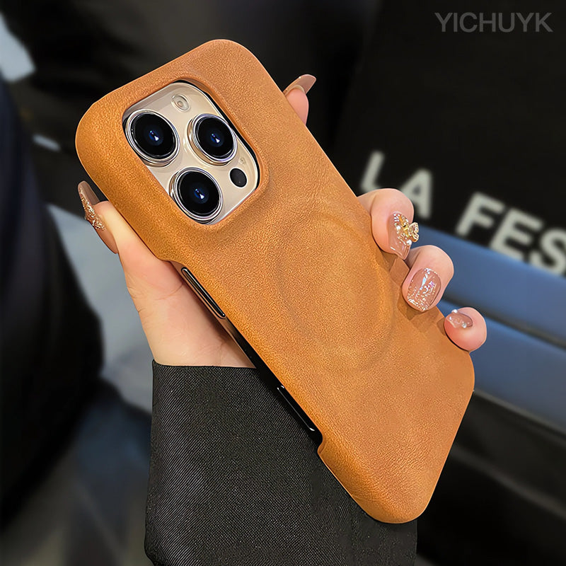 PREMIUM RETRO LEATHER MAGSAFE CASE | WIRELESS CHARGING READY WITH MAGNETIC DESIGN FOR IPHONE | LUXURIOUS STYLE AND FUNCTIONALITY