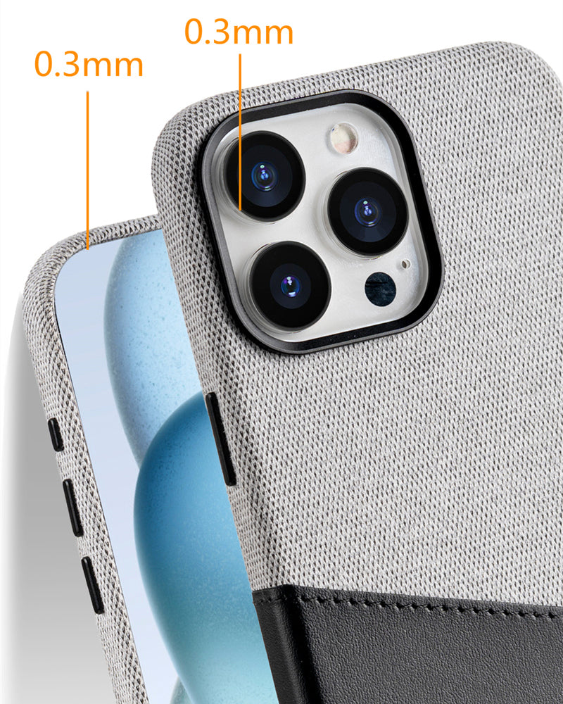 SOPHISTICATED LEATHER AND FABRIC APPLE IPHONE CASE | MODERN WITH PREMIUM DUAL-MATERIAL DESIGN AND INTEGRATED CARD HOLDER AND PROTECTION | DURABLE ANTI-SLIP FINISH