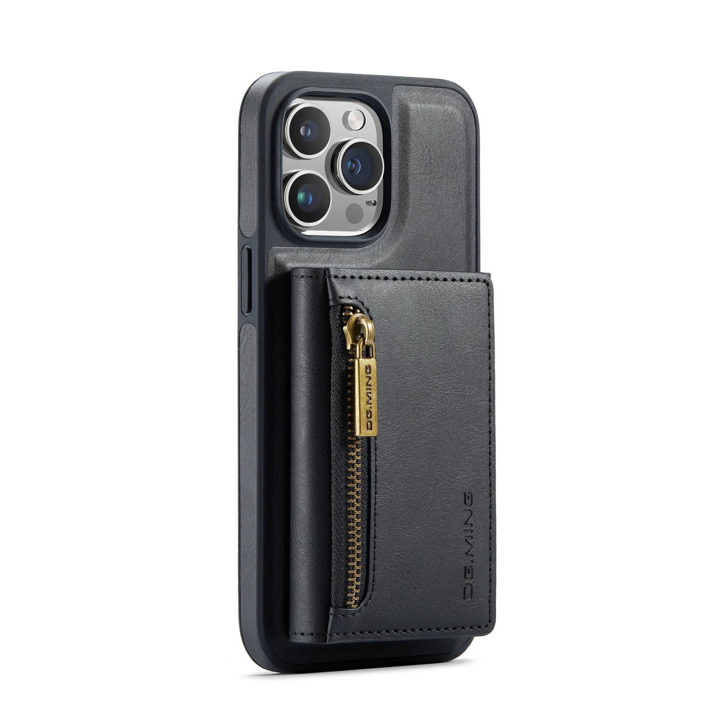 RETRO 2-IN-1 LEATHER IPHONE WALLET CASE | 2-IN-1 DETACHABLE MAGNETIC DESIGN WITH ZIPPERED STORAGE AND MULTIPLE CARD SLOTS | SHOCKPROOF AND ULTRA-PREMIUM PROTECTION WITH 360° CAMERA PROTECTION