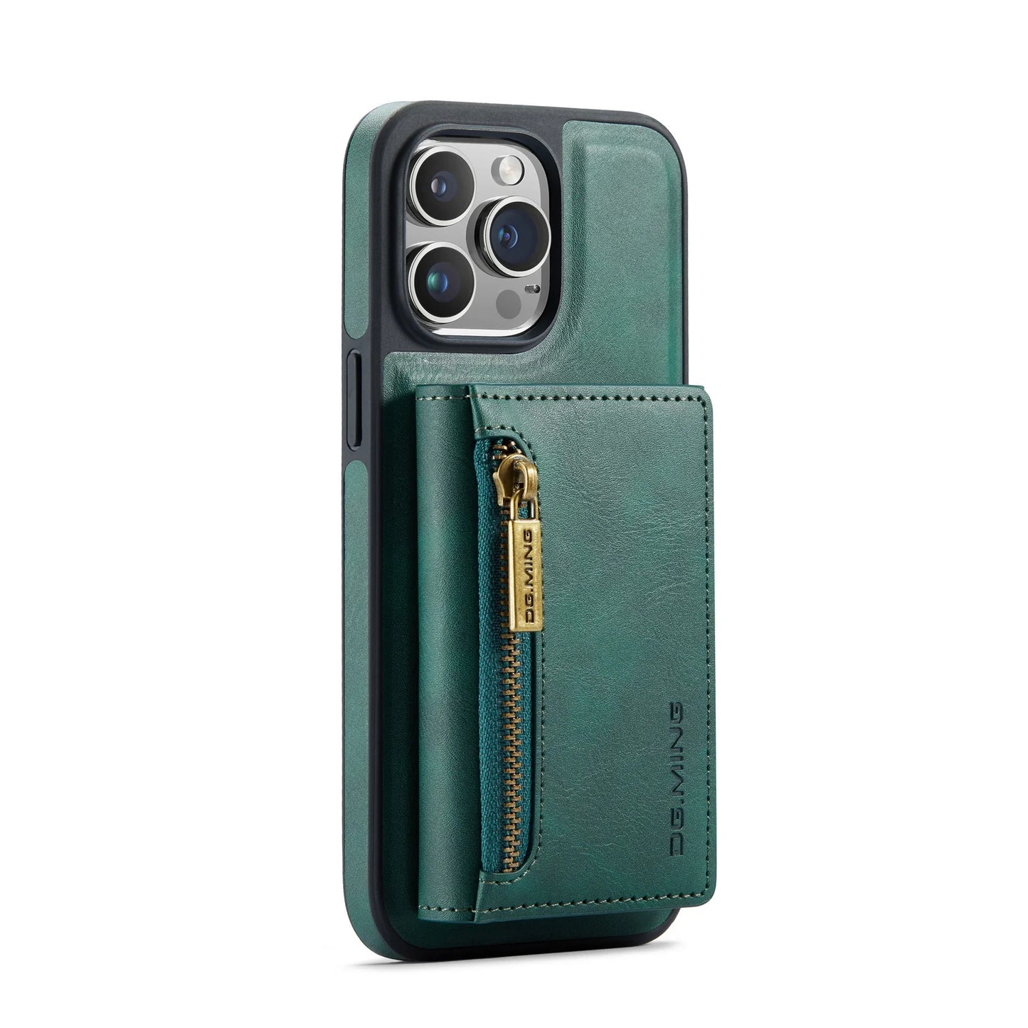 RETRO 2-IN-1 LEATHER IPHONE WALLET CASE | 2-IN-1 DETACHABLE MAGNETIC DESIGN WITH ZIPPERED STORAGE AND MULTIPLE CARD SLOTS | SHOCKPROOF AND ULTRA-PREMIUM PROTECTION WITH 360° CAMERA PROTECTION