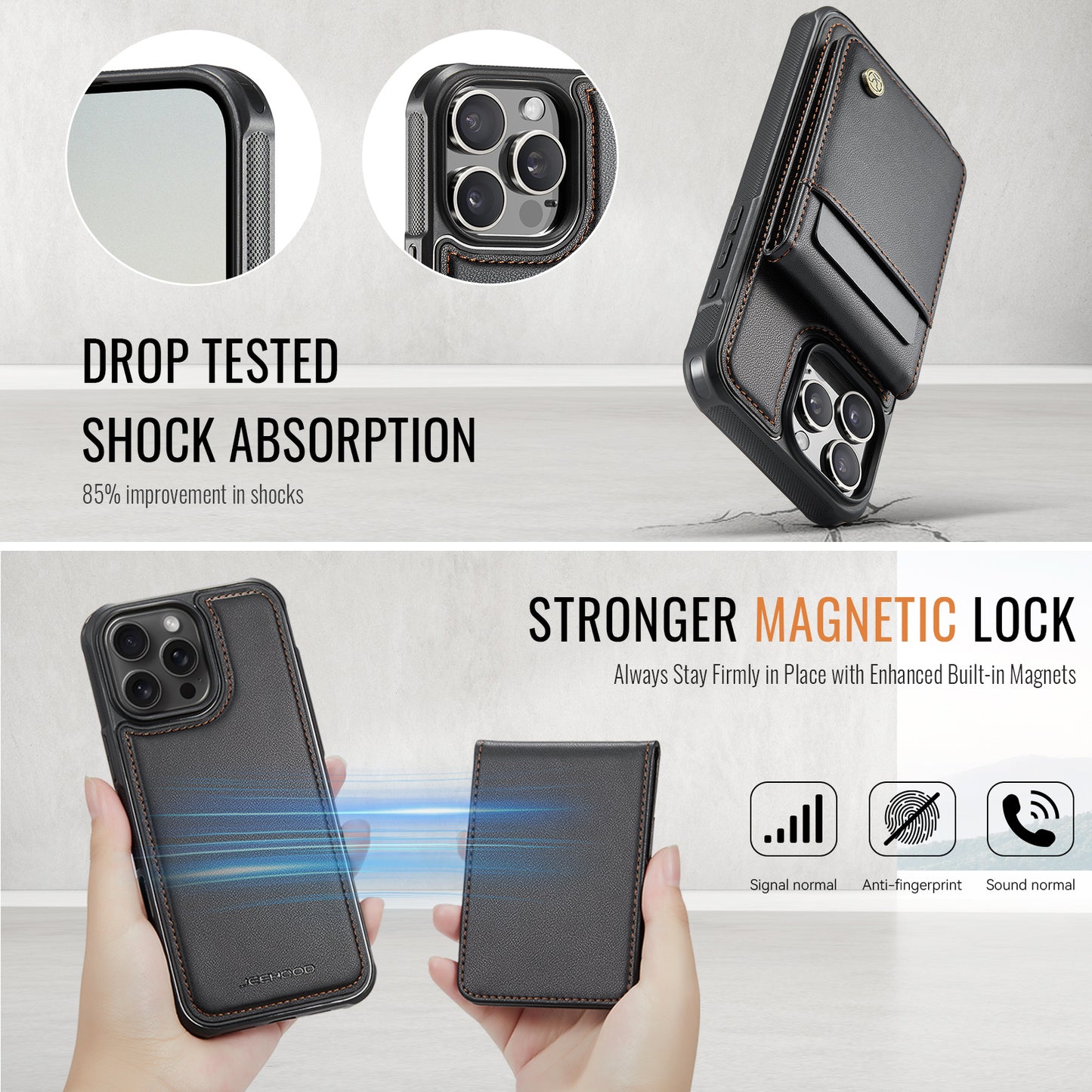PREMIUM 2-IN-1 MAGNETIC LEATHER IPHONE CASE | SLEEK DESIGN WITH 360° SHOCK & DUST PROTECTION | DETACHABLE CARD HOLDER AND MAGSAFE COMPATIBILITY FOR ULTIMATE FUNCTIONALITY