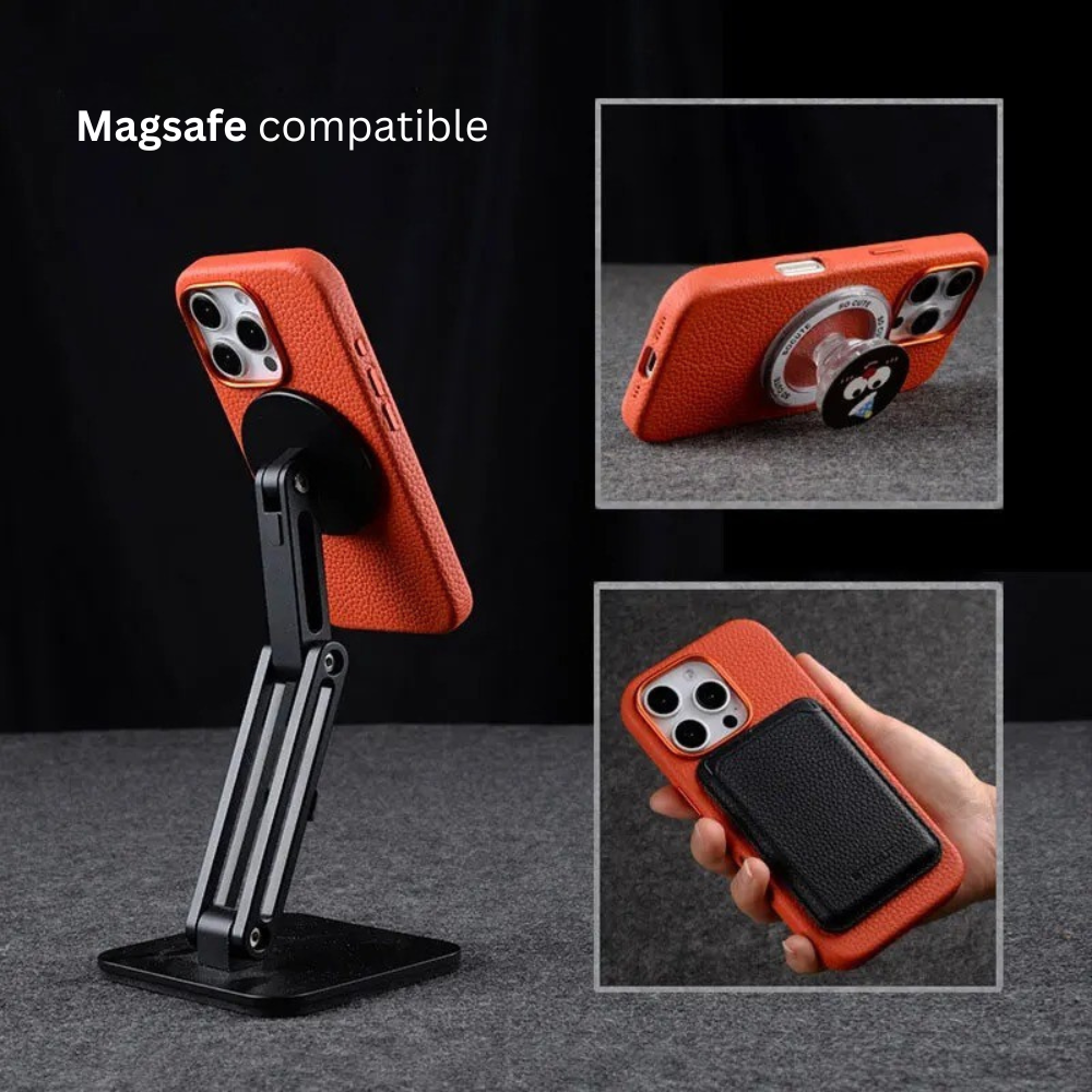 PREMIUM LEATHER IPHONE CASE | MAGSAFE COMPATIBLE WITH SHOCKPROOF 360° PROTECTION | LUXURIOUS ANTI-FINGERPRINT DESIGN WITH SOFT FLOCKING INTERIOR