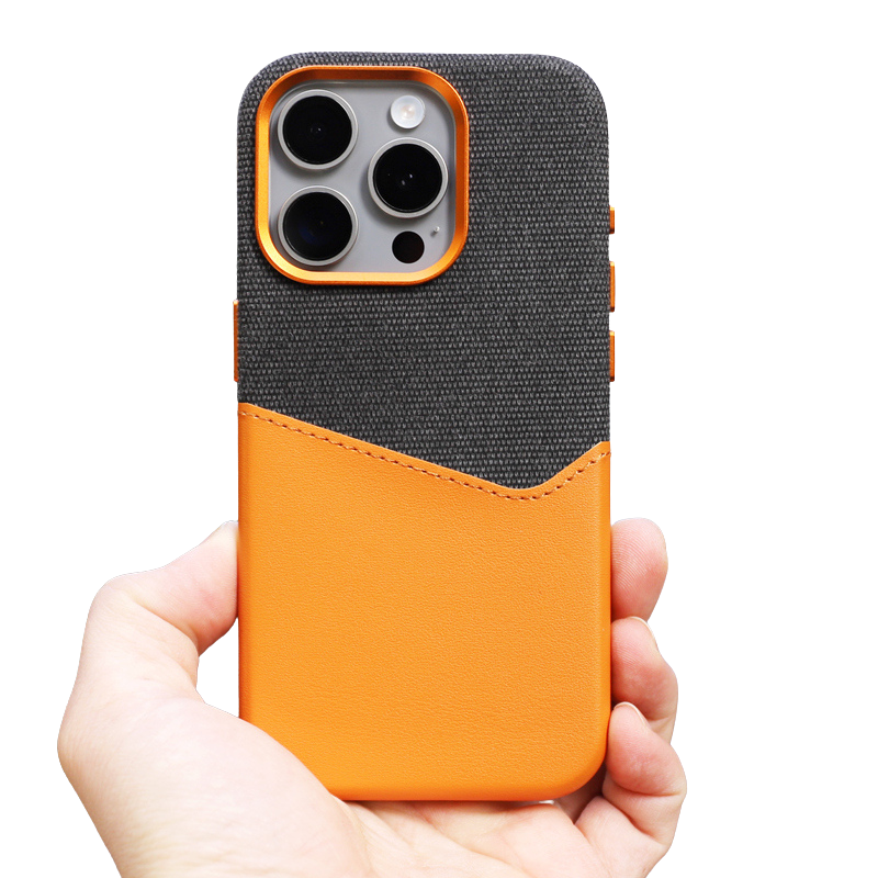 SOPHISTICATED LEATHER AND FABRIC APPLE IPHONE CASE | MODERN WITH PREMIUM DUAL-MATERIAL DESIGN AND INTEGRATED CARD HOLDER AND PROTECTION | DURABLE ANTI-SLIP FINISH