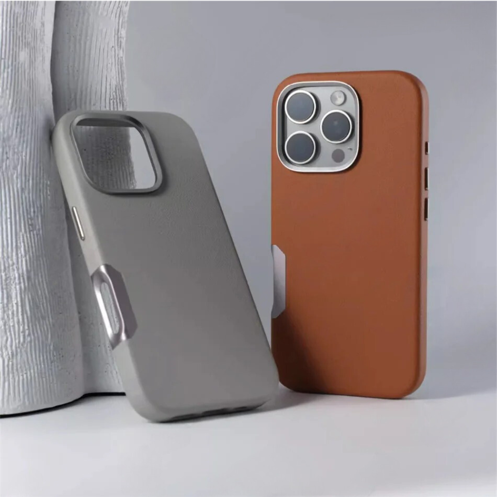 LEATHER SLIM DESIGN APPLE IPHONE CASE | FINE TEXTURED PREMIUM DESIGN WITH INTERNAL FLOCKING SHOCK-ABSORBING ULTIMATE PROTECTION | 360° SHOCKPROOF WITH CAMERA LENS PROTECTOR METAL INDEPENDENT BUTTON AND MAGSAFE