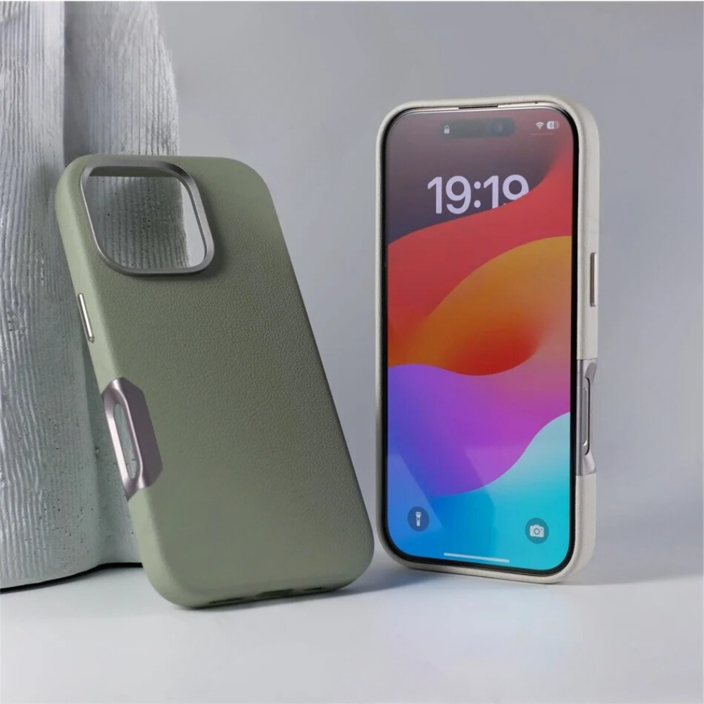 LEATHER SLIM DESIGN APPLE IPHONE CASE | FINE TEXTURED PREMIUM DESIGN WITH INTERNAL FLOCKING SHOCK-ABSORBING ULTIMATE PROTECTION | 360° SHOCKPROOF WITH CAMERA LENS PROTECTOR METAL INDEPENDENT BUTTON AND MAGSAFE