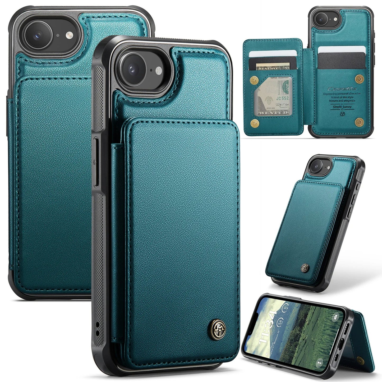 LUXURY MULTI-FUNCTION LEATHER APPLE IPHONE CASE | ELEGANT WALLET DESIGN WITH MAGNETIC FLIP COVER | CARD STORAGE WITH MULTIPLE SLOTS AND CASH HOLDER | 360° DROP PROTECTION AND MAGSAFE COMPATIBLE