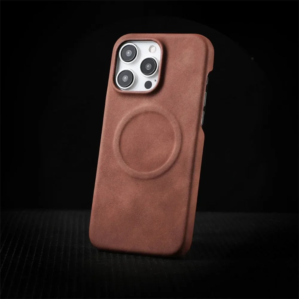 PREMIUM RETRO LEATHER MAGSAFE CASE | WIRELESS CHARGING READY WITH MAGNETIC DESIGN FOR IPHONE | LUXURIOUS STYLE AND FUNCTIONALITY