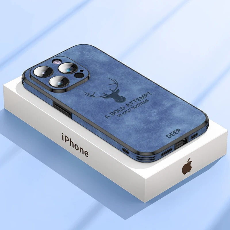 LUXURIOUS RETRO LEATHER IPHONE CASE WITH DEER EMBLEM | PREMIUM ENGRAVING, 360° SHOCKPROOF DESIGN, AND MAGSAFE SUPPORT | ADVANCED CAMERA AND SCREEN PROTECTION