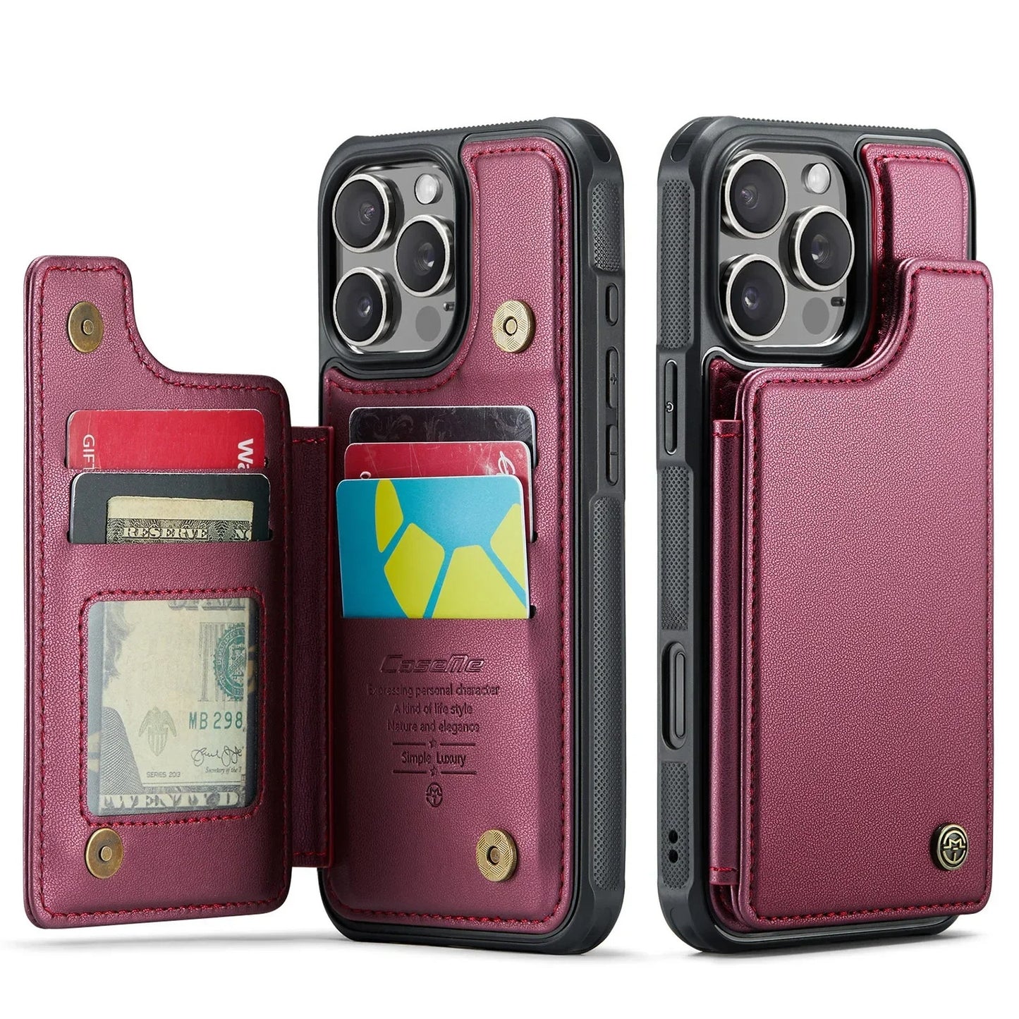 LUXURY MULTI-FUNCTION LEATHER APPLE IPHONE CASE | ELEGANT WALLET DESIGN WITH MAGNETIC FLIP COVER | CARD STORAGE WITH MULTIPLE SLOTS AND CASH HOLDER | 360° DROP PROTECTION AND MAGSAFE COMPATIBLE