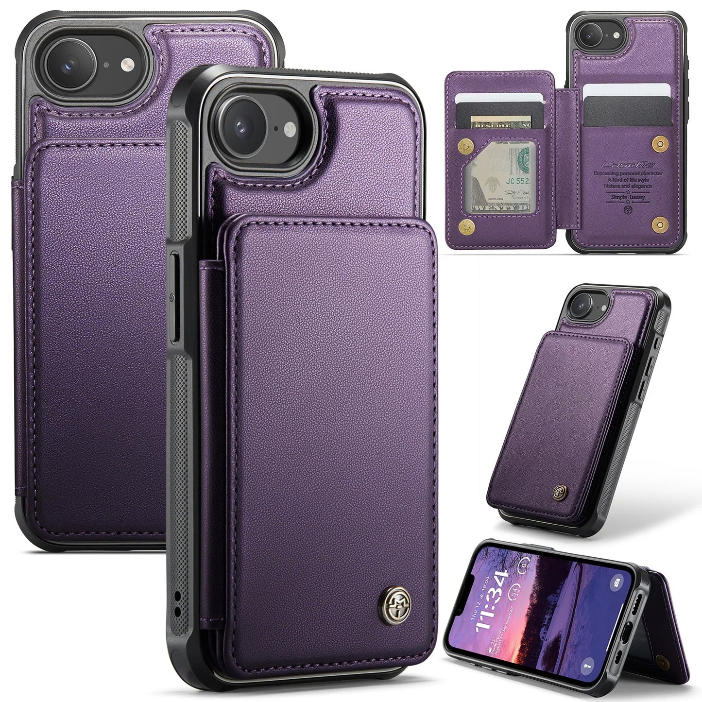 LUXURY MULTI-FUNCTION LEATHER APPLE IPHONE CASE | ELEGANT WALLET DESIGN WITH MAGNETIC FLIP COVER | CARD STORAGE WITH MULTIPLE SLOTS AND CASH HOLDER | 360° DROP PROTECTION AND MAGSAFE COMPATIBLE