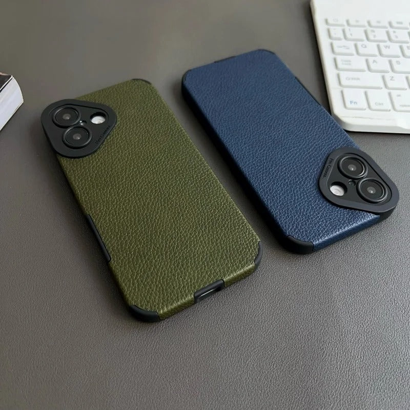 RETRO DUAL COLOR LEATHER TEXTURE CASE FOR IPHONE | PREMIUM CAMERA PROTECTION & ELEGANT LEATHER DESIGN | MAGSAFE COMPATIBLE