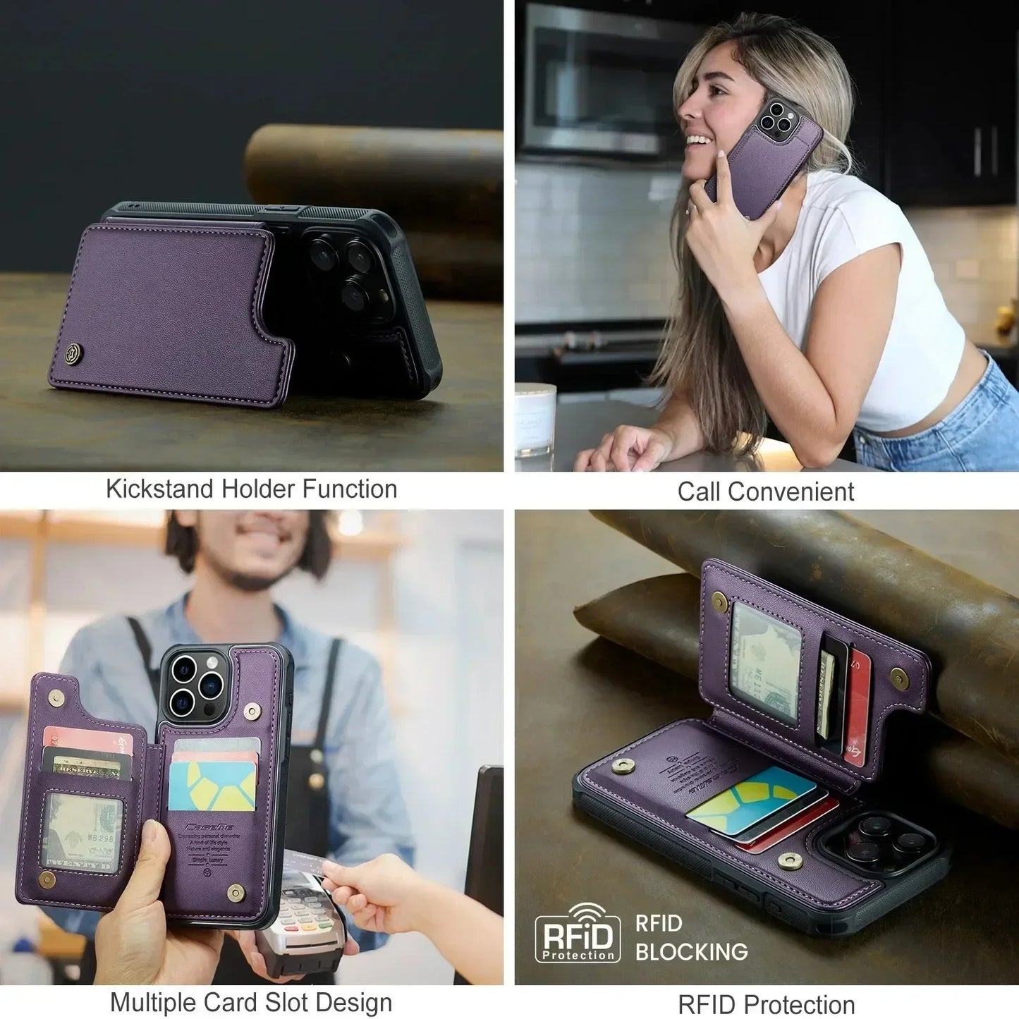 LUXURY MULTI-FUNCTION LEATHER APPLE IPHONE CASE | ELEGANT WALLET DESIGN WITH MAGNETIC FLIP COVER | CARD STORAGE WITH MULTIPLE SLOTS AND CASH HOLDER | 360° DROP PROTECTION AND MAGSAFE COMPATIBLE