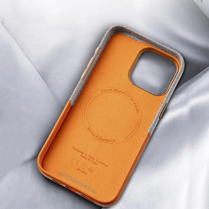 SOPHISTICATED LEATHER AND FABRIC APPLE IPHONE CASE | MODERN WITH PREMIUM DUAL-MATERIAL DESIGN AND INTEGRATED CARD HOLDER AND PROTECTION | DURABLE ANTI-SLIP FINISH
