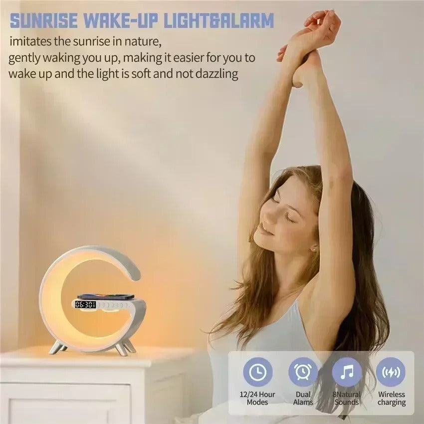 MULTIFUNCTIONAL 30W WIRELESS FAST CHARGING STATION | ALARM CLOCK, SPEAKER & RGB LIGHT IN ONE | FAST CHARGER WITH APP CONTROLLED AMBIENT LIGHTING