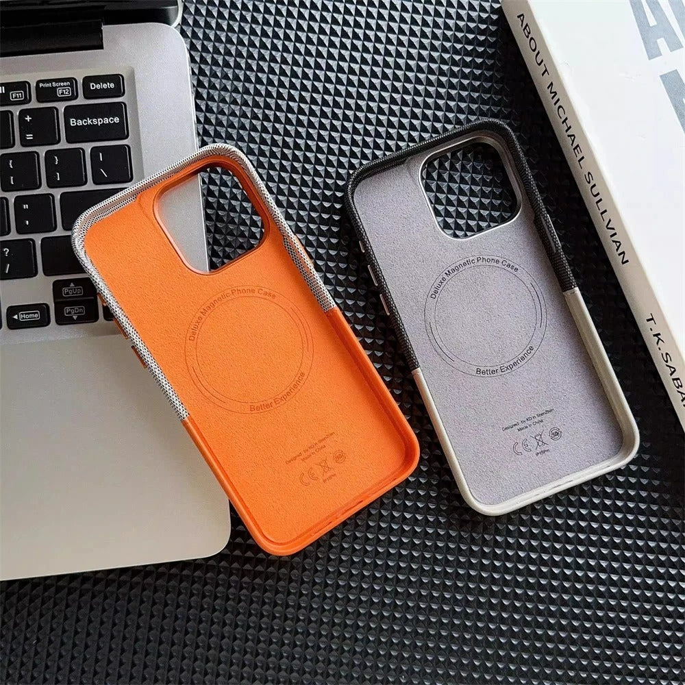 SOPHISTICATED LEATHER AND FABRIC APPLE IPHONE CASE | MODERN WITH PREMIUM DUAL-MATERIAL DESIGN AND INTEGRATED CARD HOLDER AND PROTECTION | DURABLE ANTI-SLIP FINISH