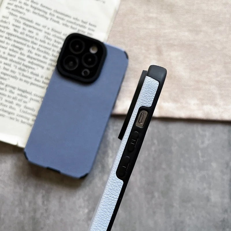 RETRO DUAL COLOR LEATHER TEXTURE CASE FOR IPHONE | PREMIUM CAMERA PROTECTION & ELEGANT LEATHER DESIGN | MAGSAFE COMPATIBLE
