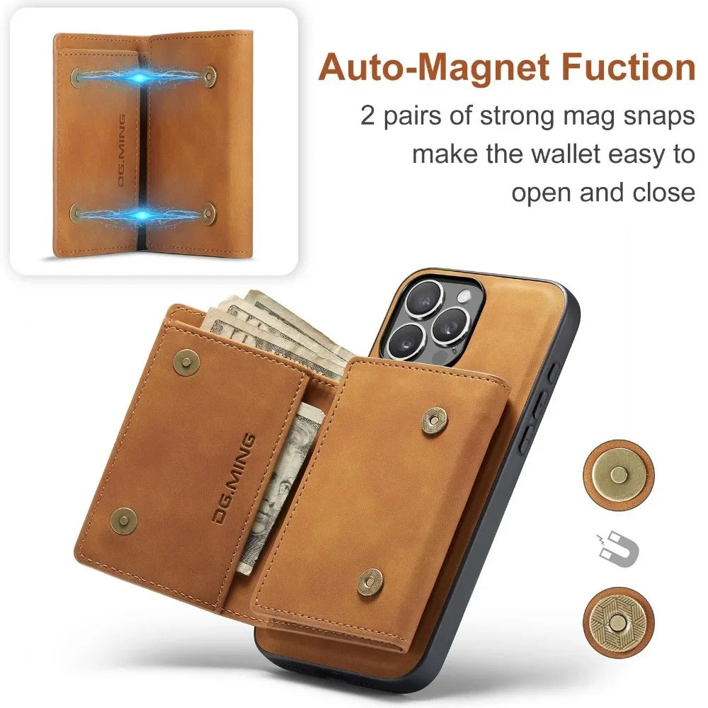 LUXURY RETRO LEATHER WALLET IPHONE CASE | MULTIFUNCTIONAL DESIGN WITH CARD HOLDER & MAGNETIC FLIP | DURABLE SHOCK-RESISTANT BUILD FOR ULTIMATE PROTECTION & ELEGANCE