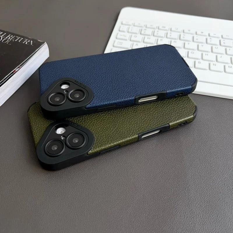 RETRO DUAL COLOR LEATHER TEXTURE CASE FOR IPHONE | PREMIUM CAMERA PROTECTION & ELEGANT LEATHER DESIGN | MAGSAFE COMPATIBLE