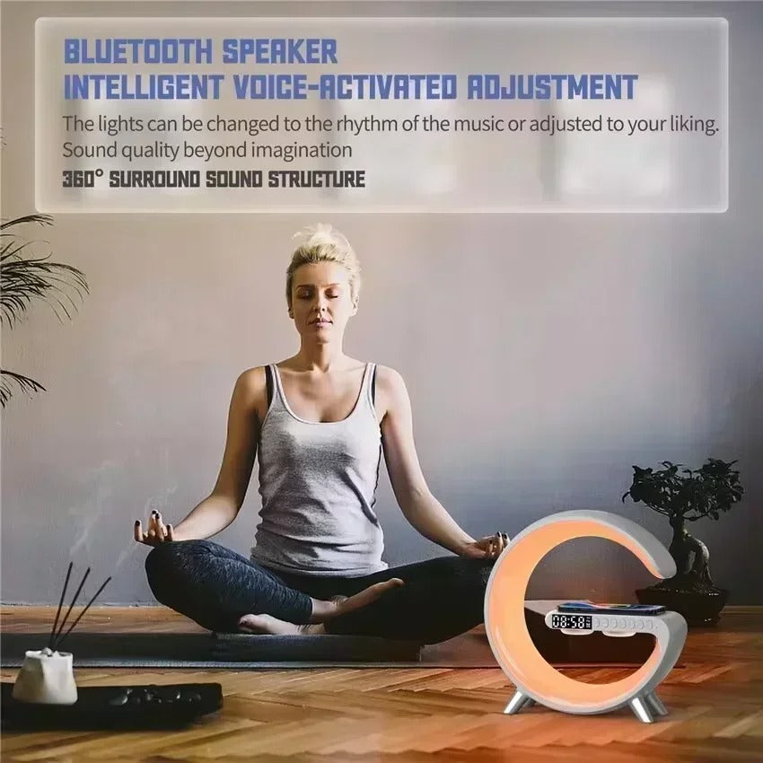 MULTIFUNCTIONAL 30W WIRELESS FAST CHARGING STATION | ALARM CLOCK, SPEAKER & RGB LIGHT IN ONE | FAST CHARGER WITH APP CONTROLLED AMBIENT LIGHTING