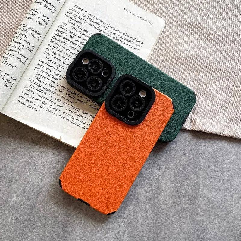 RETRO DUAL COLOR LEATHER TEXTURE CASE FOR IPHONE | PREMIUM CAMERA PROTECTION & ELEGANT LEATHER DESIGN | MAGSAFE COMPATIBLE