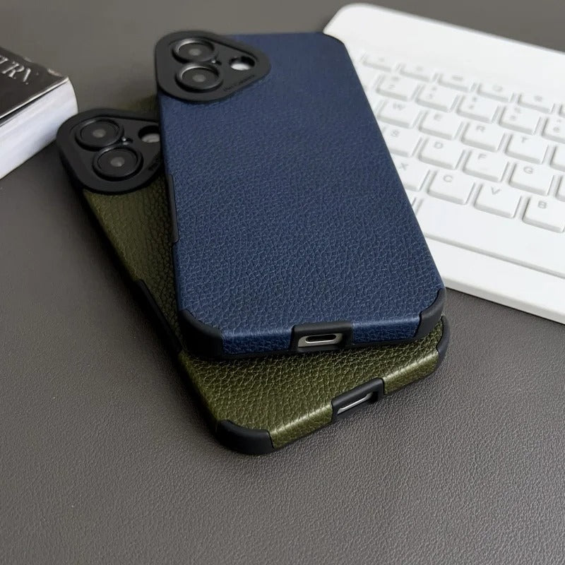 RETRO DUAL COLOR LEATHER TEXTURE CASE FOR IPHONE | PREMIUM CAMERA PROTECTION & ELEGANT LEATHER DESIGN | MAGSAFE COMPATIBLE