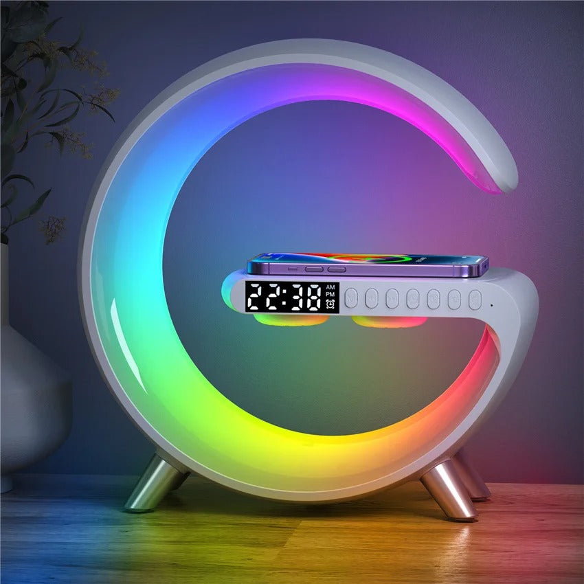 MULTIFUNCTIONAL 30W WIRELESS FAST CHARGING STATION | ALARM CLOCK, SPEAKER & RGB LIGHT IN ONE | FAST CHARGER WITH APP CONTROLLED AMBIENT LIGHTING