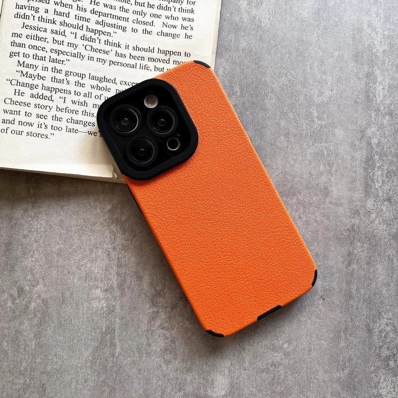 RETRO DUAL COLOR LEATHER TEXTURE CASE FOR IPHONE | PREMIUM CAMERA PROTECTION & ELEGANT LEATHER DESIGN | MAGSAFE COMPATIBLE