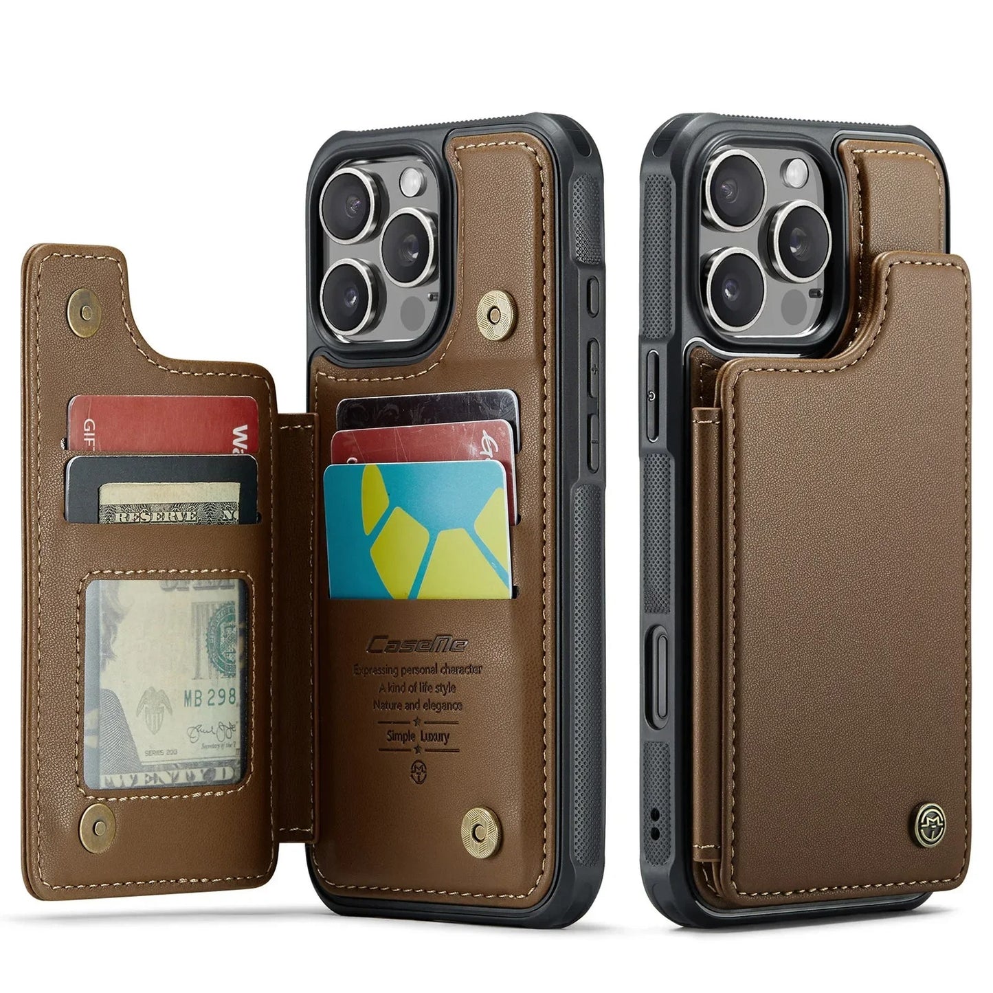 LUXURY MULTI-FUNCTION LEATHER APPLE IPHONE CASE | ELEGANT WALLET DESIGN WITH MAGNETIC FLIP COVER | CARD STORAGE WITH MULTIPLE SLOTS AND CASH HOLDER | 360° DROP PROTECTION AND MAGSAFE COMPATIBLE