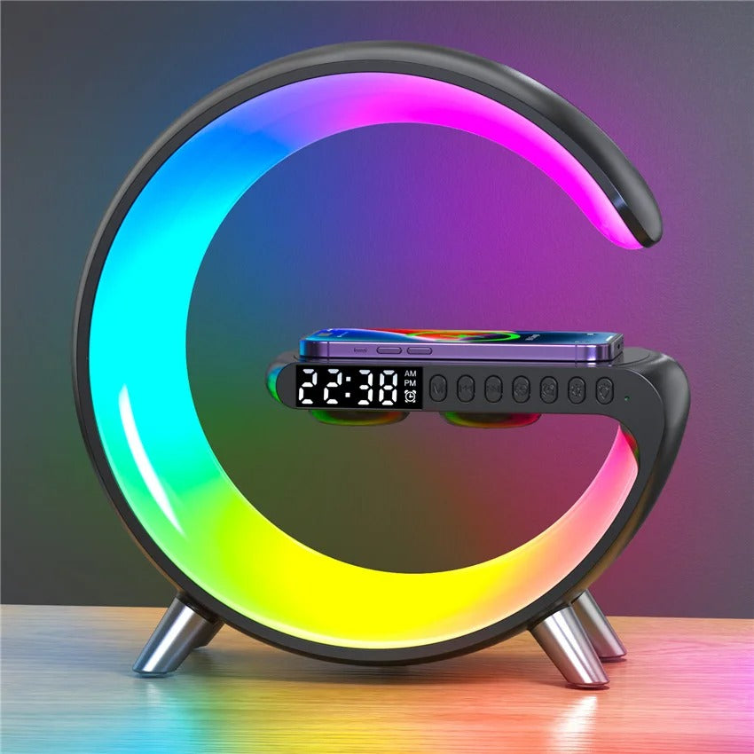 MULTIFUNCTIONAL 30W WIRELESS FAST CHARGING STATION | ALARM CLOCK, SPEAKER & RGB LIGHT IN ONE | FAST CHARGER WITH APP CONTROLLED AMBIENT LIGHTING