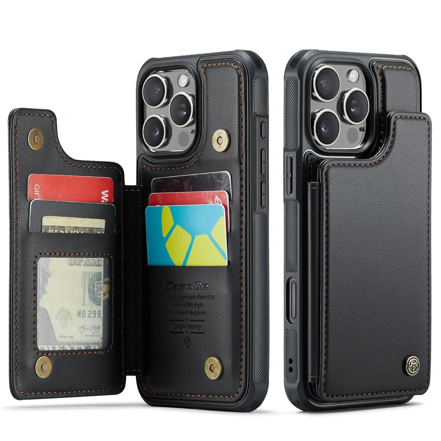 LUXURY MULTI-FUNCTION LEATHER APPLE IPHONE CASE | ELEGANT WALLET DESIGN WITH MAGNETIC FLIP COVER | CARD STORAGE WITH MULTIPLE SLOTS AND CASH HOLDER | 360° DROP PROTECTION AND MAGSAFE COMPATIBLE