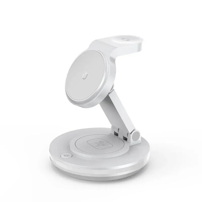 PREMIUM 4-IN-1 20W MAGNETIC WIRELESS CHARGING STATION | ROTATABLE HOLDER WITH AMBIENT LIGHT FOR IPHONE, APPLE WATCH & AIRPODS | FAST & SPACE-SAVING DESIGN