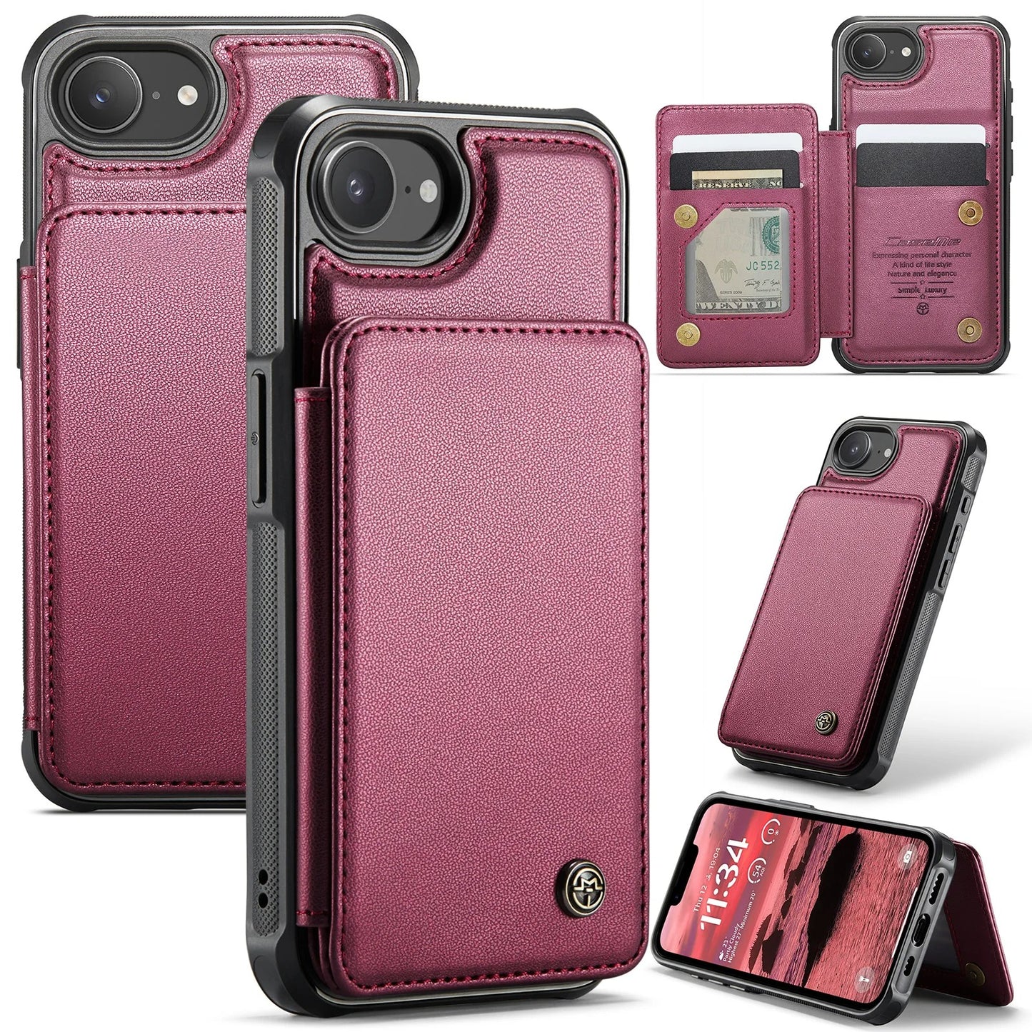 LUXURY MULTI-FUNCTION LEATHER APPLE IPHONE CASE | ELEGANT WALLET DESIGN WITH MAGNETIC FLIP COVER | CARD STORAGE WITH MULTIPLE SLOTS AND CASH HOLDER | 360° DROP PROTECTION AND MAGSAFE COMPATIBLE