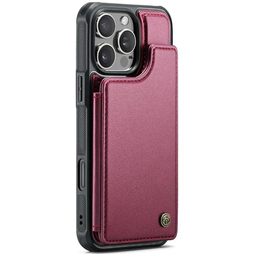 LUXURY MULTI-FUNCTION LEATHER APPLE IPHONE CASE | ELEGANT WALLET DESIGN WITH MAGNETIC FLIP COVER | CARD STORAGE WITH MULTIPLE SLOTS AND CASH HOLDER | 360° DROP PROTECTION AND MAGSAFE COMPATIBLE