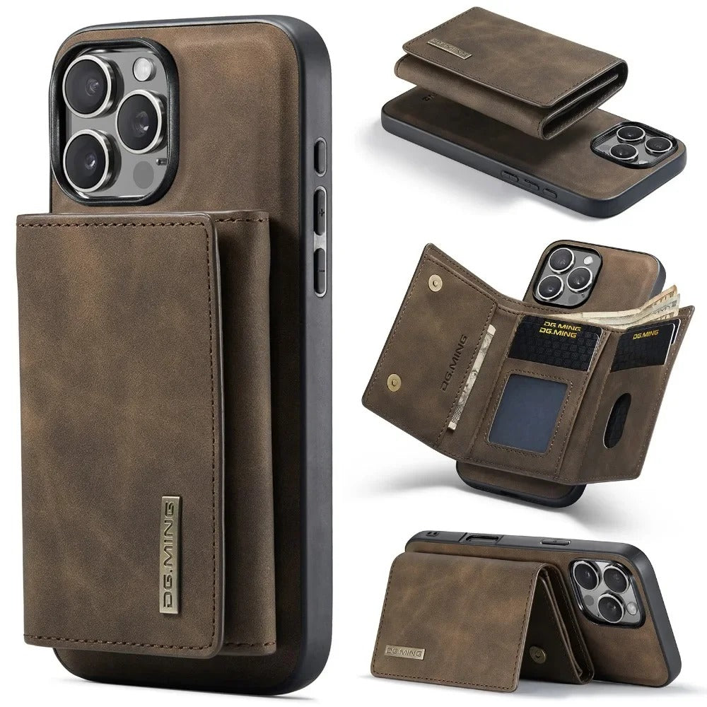 LUXURY RETRO LEATHER WALLET IPHONE CASE | MULTIFUNCTIONAL DESIGN WITH CARD HOLDER & MAGNETIC FLIP | DURABLE SHOCK-RESISTANT BUILD FOR ULTIMATE PROTECTION & ELEGANCE