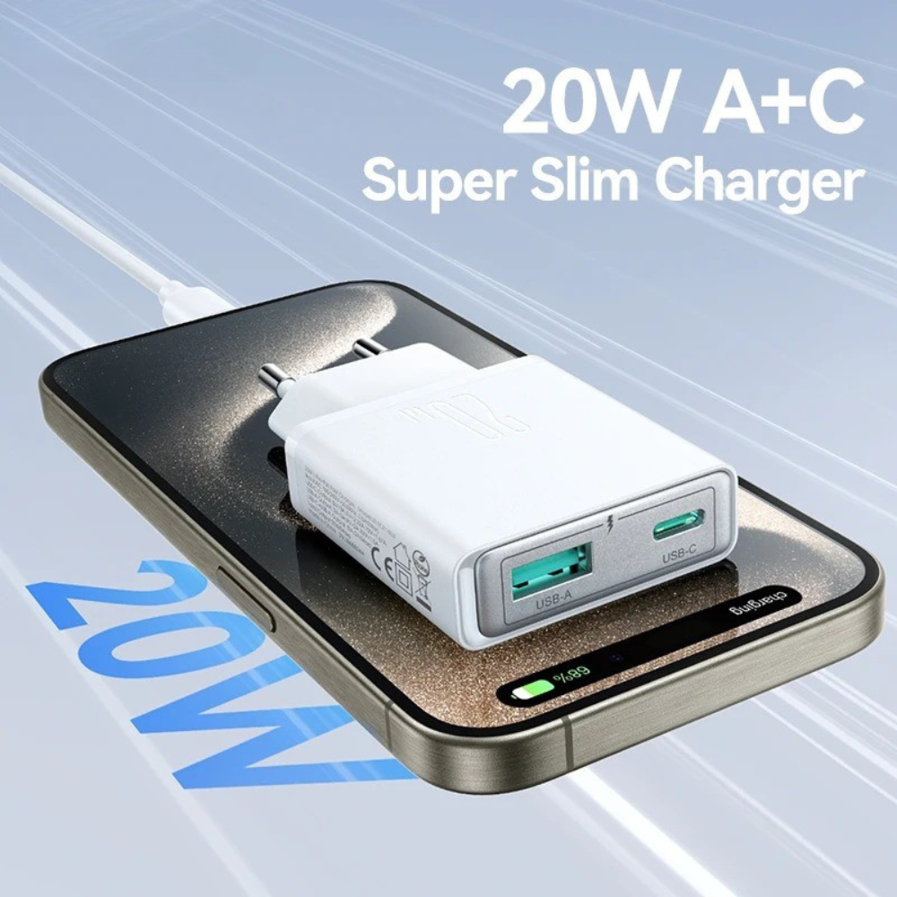 ULTRA-THIN 20W & 30W USB-C/A FAST CHARGER | PD FAST CHARGE & QC 3.0 | PORTABLE TRAVEL WALL ADAPTER