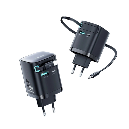 65W GAN FAST CHARGER | RETRACTABLE USB-C CABLE FOR PHONE, TABLET & LAPTOP | HIGH-SPEED CHARGING & COMPACT DESIGN