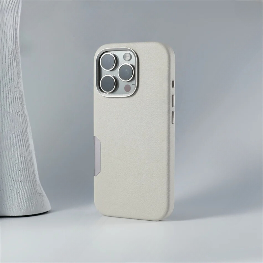 LEATHER SLIM DESIGN APPLE IPHONE CASE | FINE TEXTURED PREMIUM DESIGN WITH INTERNAL FLOCKING SHOCK-ABSORBING ULTIMATE PROTECTION  | 360° SHOCKPROOF  WITH CAMERA LENS PROTECTOR  METAL INDEPENDENT BUTTON AND MAGSAFE