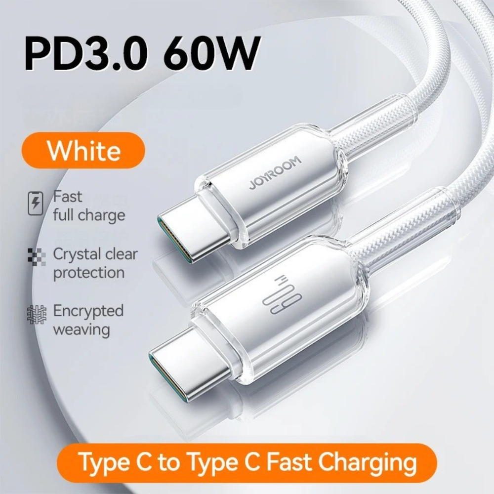 60W ULTRA-FAST USB-C TO USB-C CABLE | PD Rapid Charging Cord for Laptops, Tablets & Smartphones | Durable Braided Design