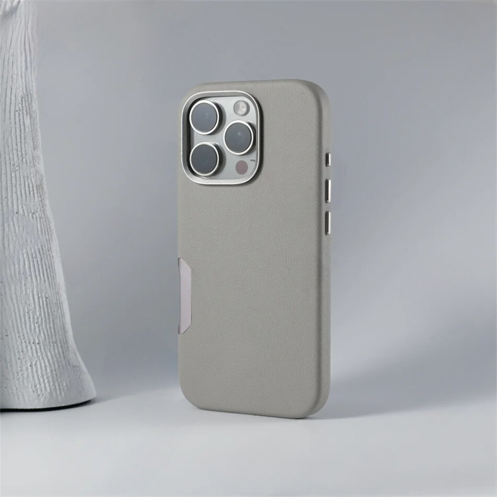 LEATHER SLIM DESIGN APPLE IPHONE CASE | FINE TEXTURED PREMIUM DESIGN WITH INTERNAL FLOCKING SHOCK-ABSORBING ULTIMATE PROTECTION  | 360° SHOCKPROOF  WITH CAMERA LENS PROTECTOR  METAL INDEPENDENT BUTTON AND MAGSAFE