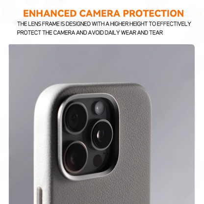 LEATHER SLIM DESIGN APPLE IPHONE CASE | FINE TEXTURED PREMIUM DESIGN WITH INTERNAL FLOCKING SHOCK-ABSORBING ULTIMATE PROTECTION  | 360° SHOCKPROOF  WITH CAMERA LENS PROTECTOR  METAL INDEPENDENT BUTTON AND MAGSAFE