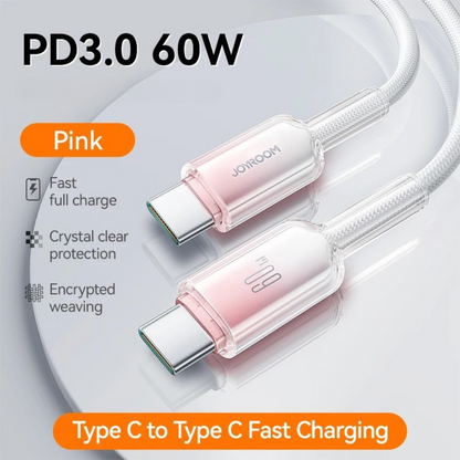 60W ULTRA-FAST USB-C TO USB-C CABLE | PD Rapid Charging Cord for Laptops, Tablets & Smartphones | Durable Braided Design