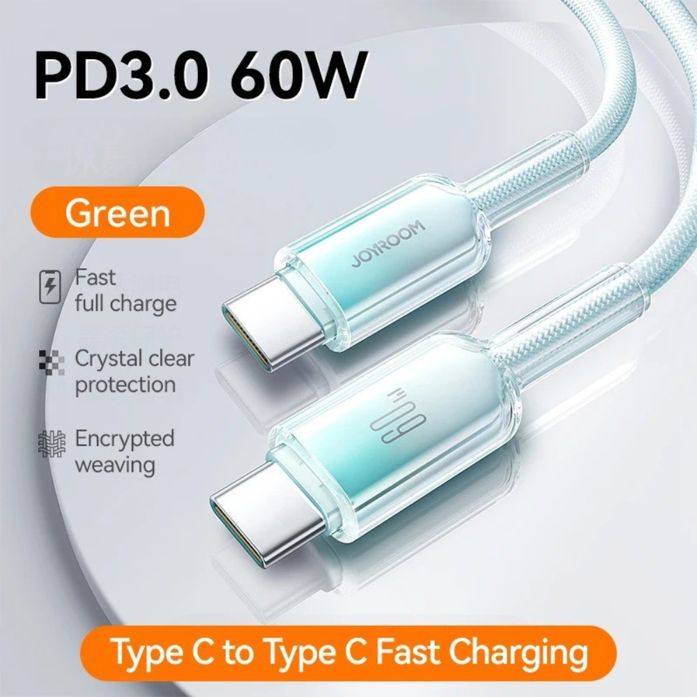 60W ULTRA-FAST USB-C TO USB-C CABLE | PD Rapid Charging Cord for Laptops, Tablets & Smartphones | Durable Braided Design