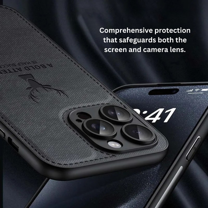 ELEGANT DEER LOGO FABRIC IPHONE CASE | PREMIUM ANTI-SCRATCH, ANTI-FINGERPRINT DESIGN | 360° SHOCKPROOF PROTECTION WITH LIGHTWEIGHT, LUXURIOUS TEXTURE AND RAISED EDGES FOR CAMERA & SCREEN SAFETY